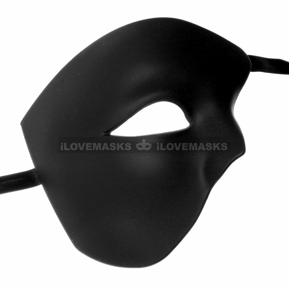Phantom Venetian Masquerade Half Face Mask - Black